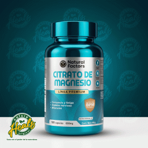 NATURAL FACTORS – CITRATO DE MAGNESIO (100 Cápsulas 600mg – Línea Premium)