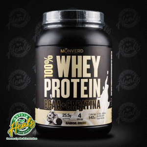 MONVERD – 100% WHEY PROTEIN BCAA + CREATINA (Polvo 4 Libras – Sabor Oreo)